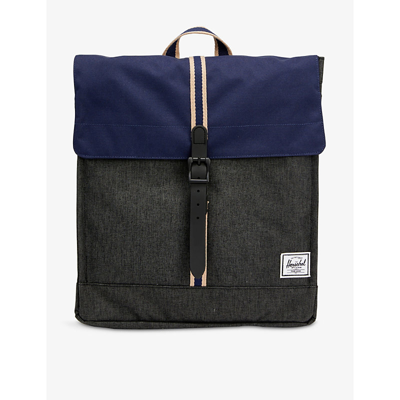 Herschel Supply Co City Brand-patch Woven Backpack In Black