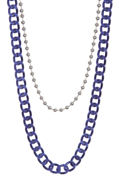 Abound Curb Chain Necklace In Blue- Silver
