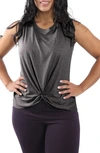 90 Degree By Reflex Twist Front Tank Top In Heather Charcoal