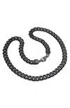 HMY JEWELRY BLACK IP STAINLESS STEEL 24" CURB CHAIN NECKLACE