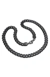 Hmy Jewelry Black Ip Stainless Steel 24" Curb Chain Necklace In Black