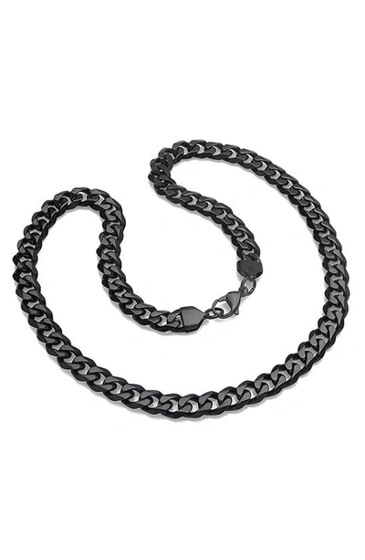 Hmy Jewelry Black Ip Stainless Steel 24" Curb Chain Necklace