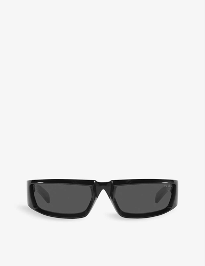 Prada Pr 29ys Rectangular-frame Nylon Sunglasses In Black