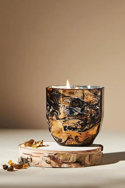Anthropologie Thiri Glass Candle In Gold