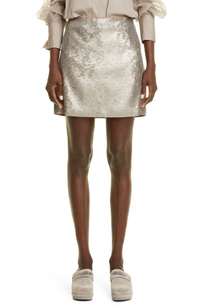 Brunello Cucinelli Sequin-embellished Mini Skirt In Platino