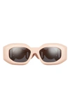 Versace 53mm Rectangular Sunglasses In Pink/ Dark Grey