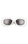 Versace 53mm Rectangular Sunglasses In White/ Dark Grey