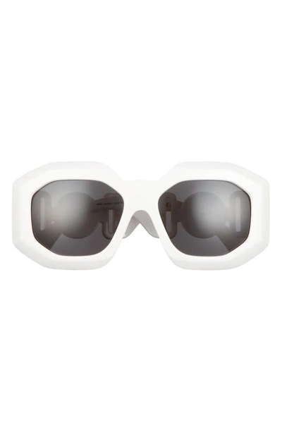 Versace 56mm Geometric Sunglasses In White