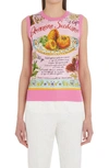 Dolce & Gabbana Sicilian Rice Ball Print Silk Sweater Vest In Arancine Rosa