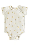 Pehr Babies' Organic Cotton Bodysuit In Ivory/ Marigold