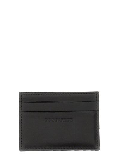 Dsquared2 Credit Card Holder In Leather In Black