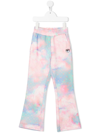 Chiara Ferragni Tie-dye Embroidered Eye Trousers In Pink