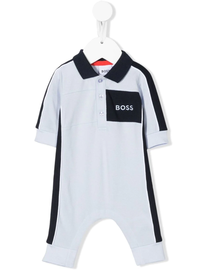 Bosswear Babies' Colour-block Piqué Romper In 蓝色