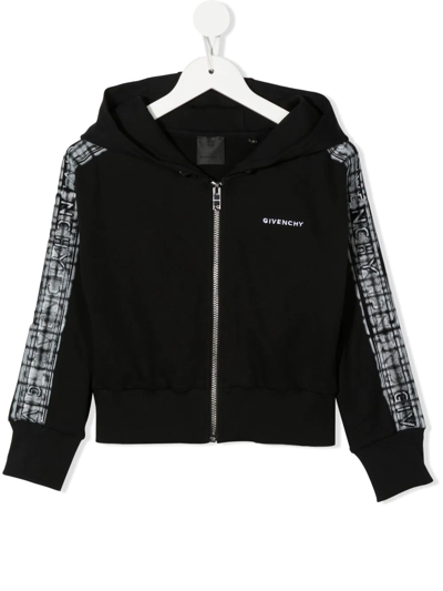 Givenchy Embroidered-logo Zip-up Hoodie In Black