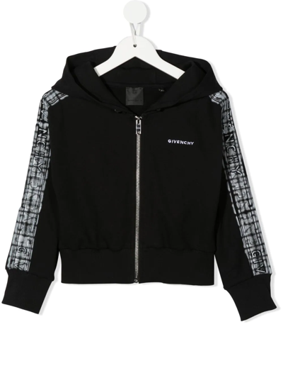 Givenchy Kids' Embroidered-logo Zip-up Hoodie In Black