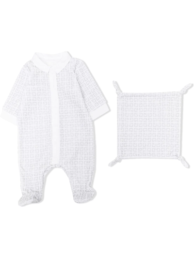 Givenchy Babies' 4g-print Velvet Pyjama Set In 灰色