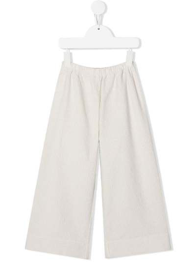 Il Gufo Wide-leg Elasticated-waistband Trousers In 白色