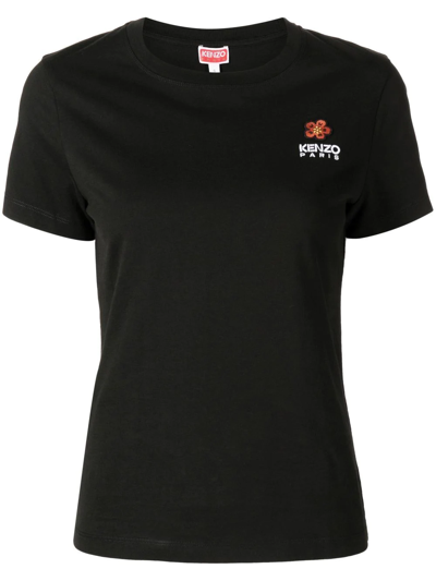 Kenzo Crest Logo Classic Cotton Jersey T-shirt In Black