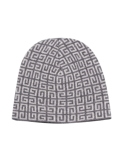 Givenchy Kids' Greca-print Wool-cashmere Hat In Grey