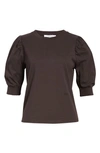 Frame Frankie Puff Sleeve Cotton Blouse In Americano