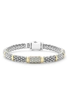 Lagos Diamond Caviar Bead Bracelet In Silver Gold Diamond