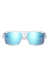 Oakley 63mm Polarized Rectangular Sunglasses In Blue/ Clear