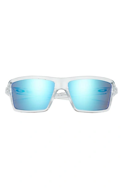 Oakley 63mm Polarized Rectangular Sunglasses In Blue/ Clear
