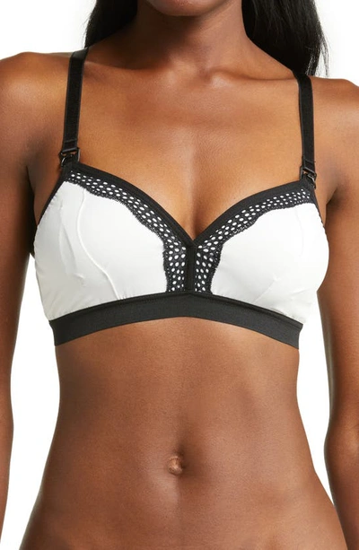 The Dairy Fairy Rose Nursing And Handsfree Pumping Bra In White,black Trim