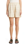 Totême Toteme Monogram-embroidered Pajama Shorts In Neutral