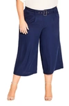 City Chic Trendy Plus Size Easy Crop Pants In Blue