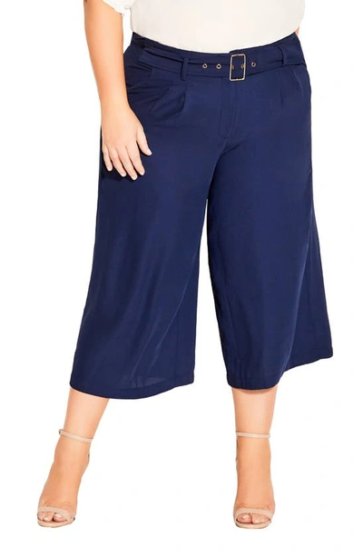 City Chic Trendy Plus Size Easy Crop Pants In Blue