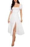 House Of Cb Tallulah Floral-print Cotton-blend Midi Dress In White Floral