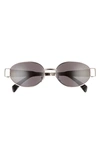 Celine Triomphe 54mm Oval Sunglasses In Shiny Palladium