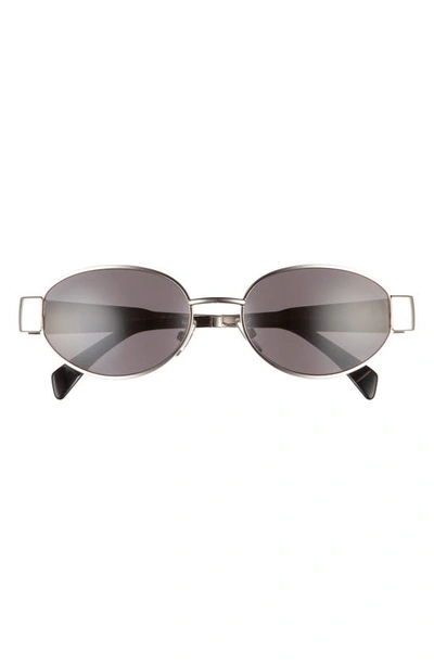 Celine Triomphe 54mm Oval Sunglasses In Shiny Palladium