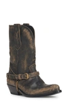 Golden Goose Wish Star Harness Short Western Boot In Black/ Beige