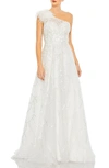 Mac Duggal Embellished One Shoulder A Line Gown In Ivory