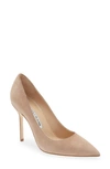Manolo Blahnik Bb Pointed Toe Pump In Nude Suede