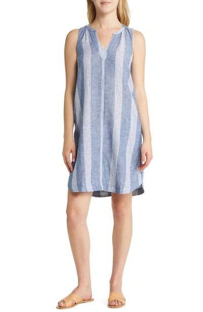 Beachlunchlounge Tally Stripe Sleeveless Cotton & Linen Dress In Icelandic  | ModeSens