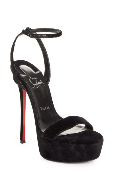 Christian Louboutin Loubi Queen Alta 150 Leather Platform Sandals In Black/lin Black