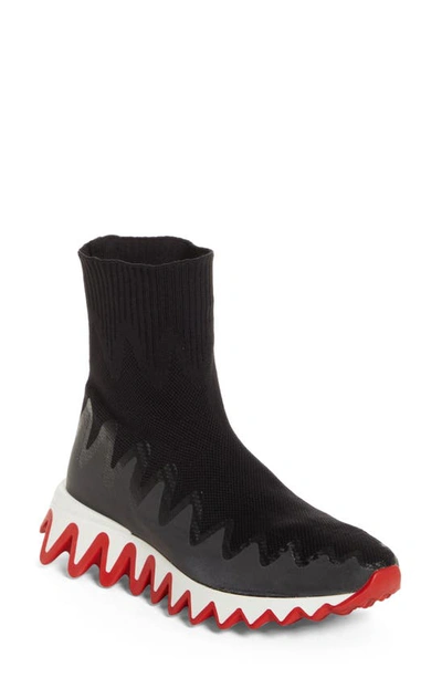 Christian Louboutin Sharky Pull-on Sock Sneakers In Bk01 Black