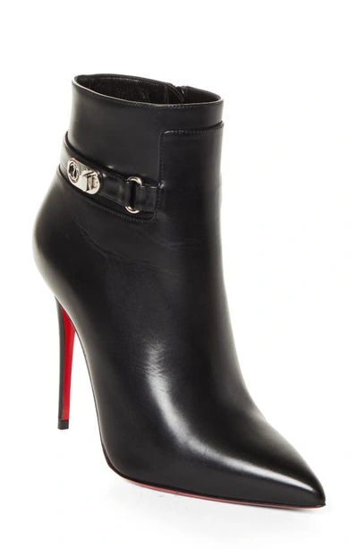 Christian Louboutin Lock So Kate Leather Red Sole Booties In Black