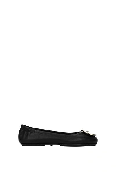 Tory Burch Ballet Flats Minnie Leather In Black