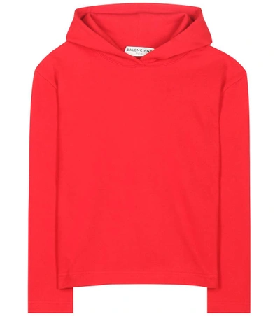Balenciaga Cotton French Terry Crop Hoodie In Rouge | ModeSens