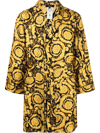 Versace Baroque Print Silk Robe In Black