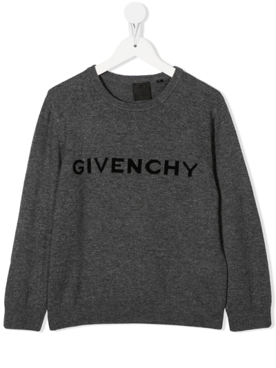 Givenchy Kids' Intarsia-knit Logo Jumper In Grigio
