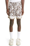 Amiri Floral-printed Drawstring Shorts In Brown