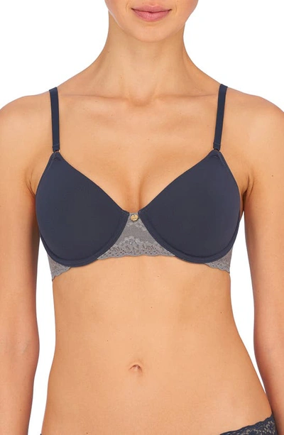Natori Bliss Perfection Unlined Underwire Bra (34ddd) In Ash Navy/anchor