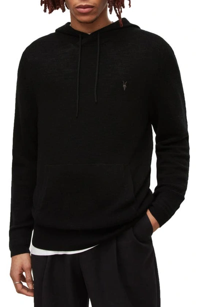 Allsaints Ivar Slim Fit Merino Wool Hoodie In Black