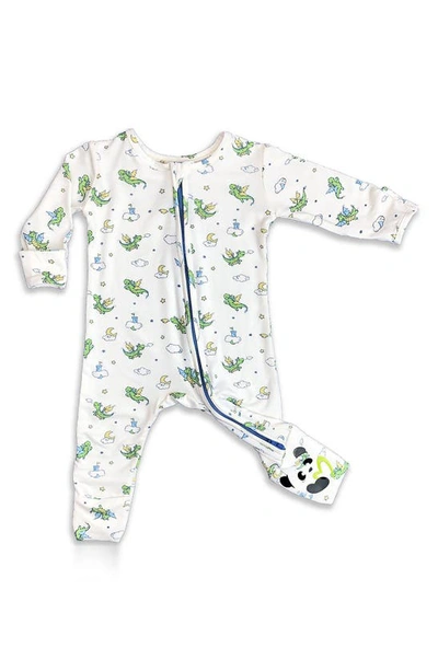 Bellabu Bear Babies' Kids' Dragons Convertible Footie Fitted One-piece Pyjamas In White
