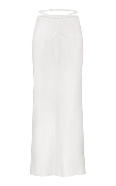 Anna October Women's Simonett Ruched Satin Column Skirt In White